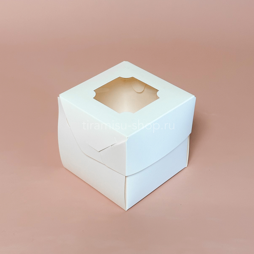 Коробка на 1 капкейк с окном 10 х 10 х 10 см, белая