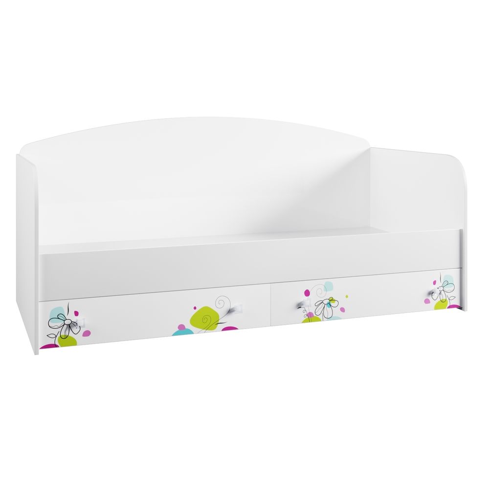 Кровать с ящиками "Радуга" ДКД 2000.1 (белый/белый глянец/фотопечать)