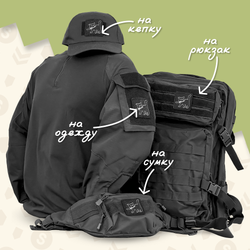 Нашивка на одежду, патч, шеврон на липучке "Котик с ножом" 6х6 см