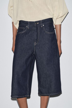 ZARA ДЛИННЫЕ ДЖИНСОВЫЕ ШОРТЫ-БЕРМУДЫ — ZW COLLECTION, СИНИЙ