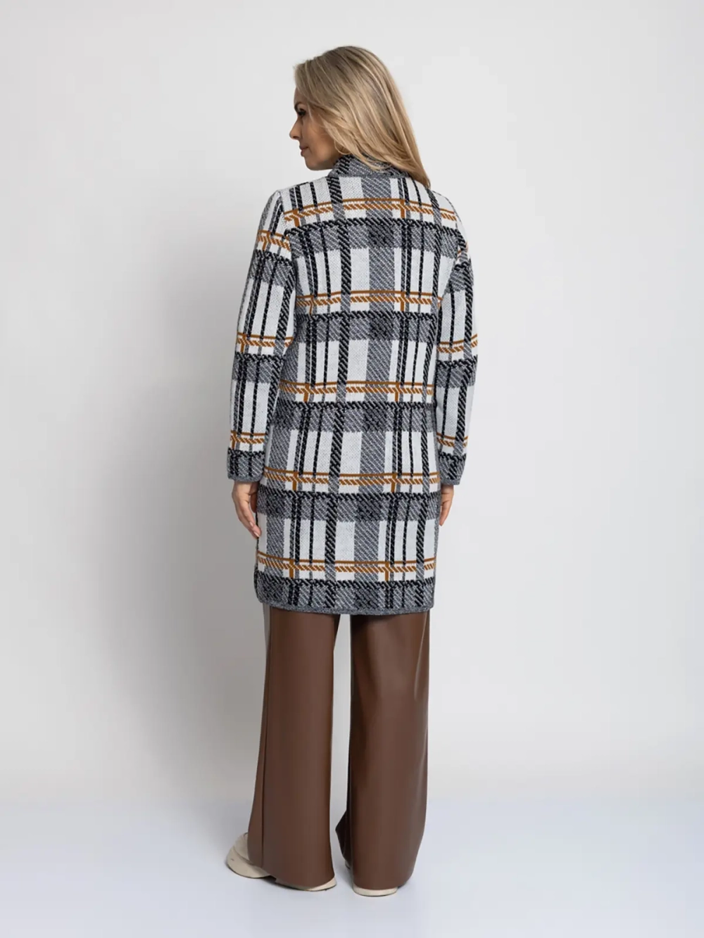 Кардиган В 1579/черн-горчич