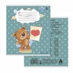 Тетрадь 12л., клетка, Alingar, скрепка, блок офсет, 100% белизна, мелованный картон (стандарт), "Плюшевые мишки", 5 дизайнов в пленке т/у