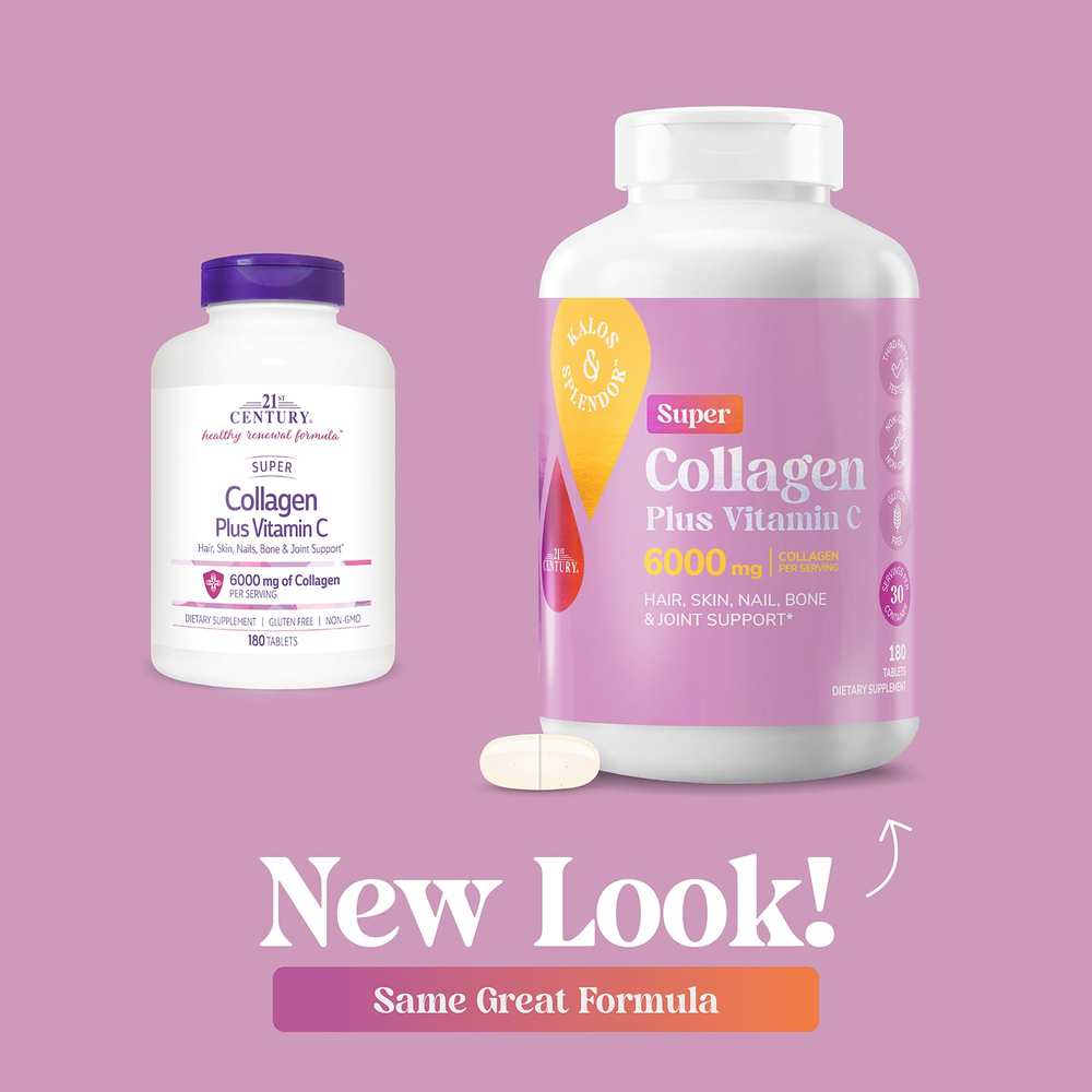 21st Century, Kalos & Splendor™, Super Collagen, коллаген с витамином C, 180 таблеток