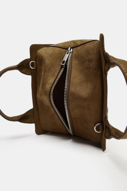 ZARA СУМКА С ЗАКЛЕПКАМИ, ЗЕЛЕНЫЙ