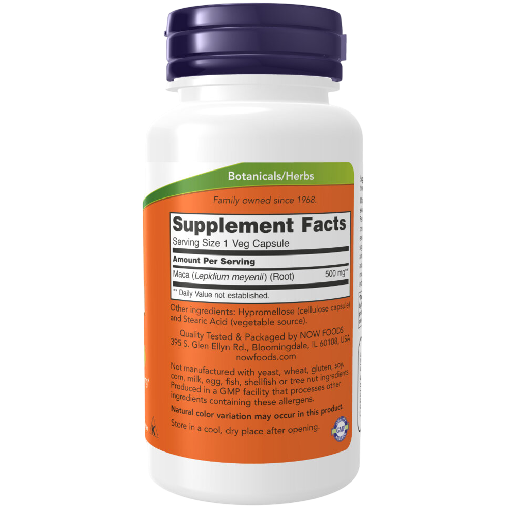 Now Foods Maca 500 mg 100 veg capsules, Мака Перуанская