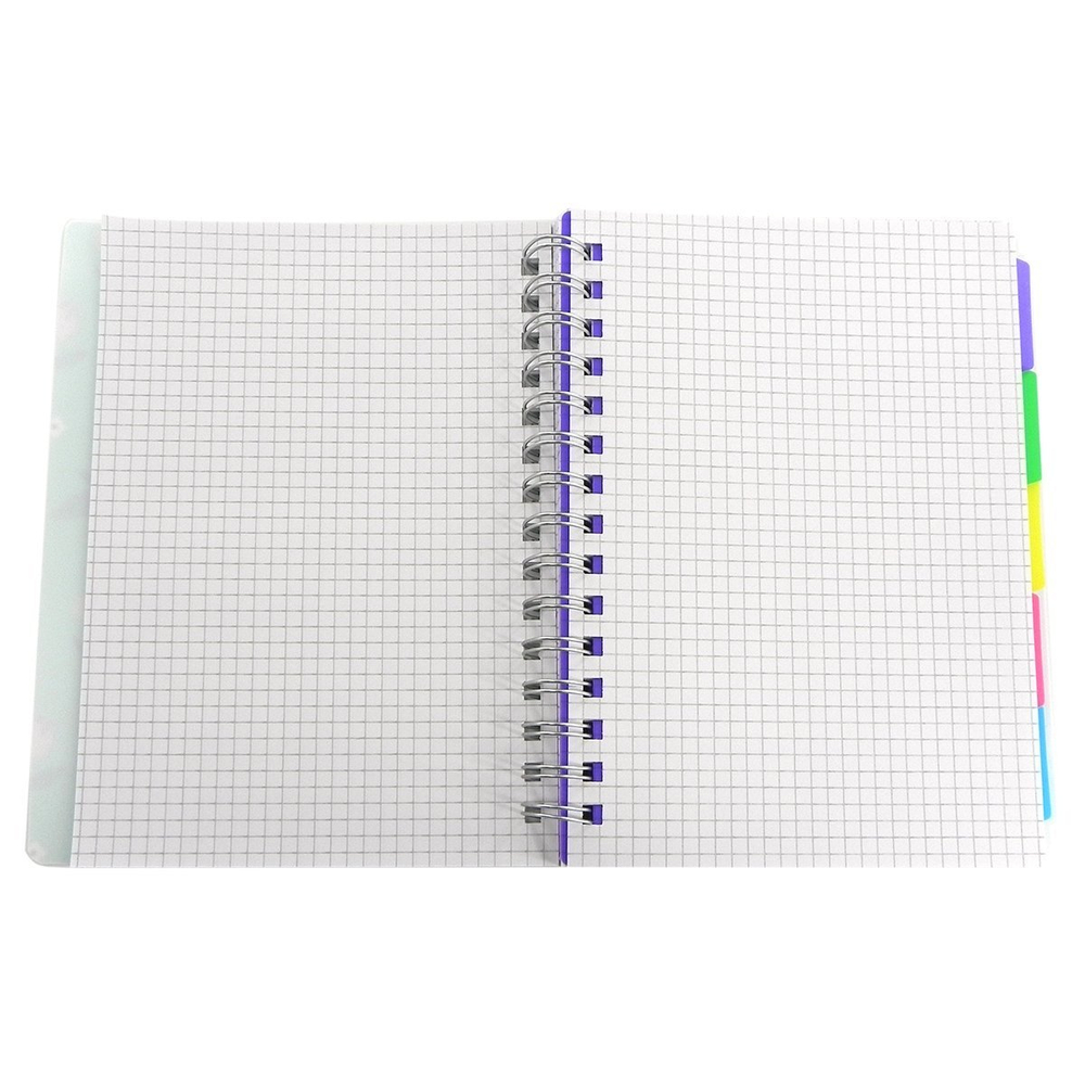 Тетрадь 120л., А5, клетка, Alingar "Free Idea", гребень, пластиковая обложка, цветные пластиковые разделители, ассорти 4 цвета