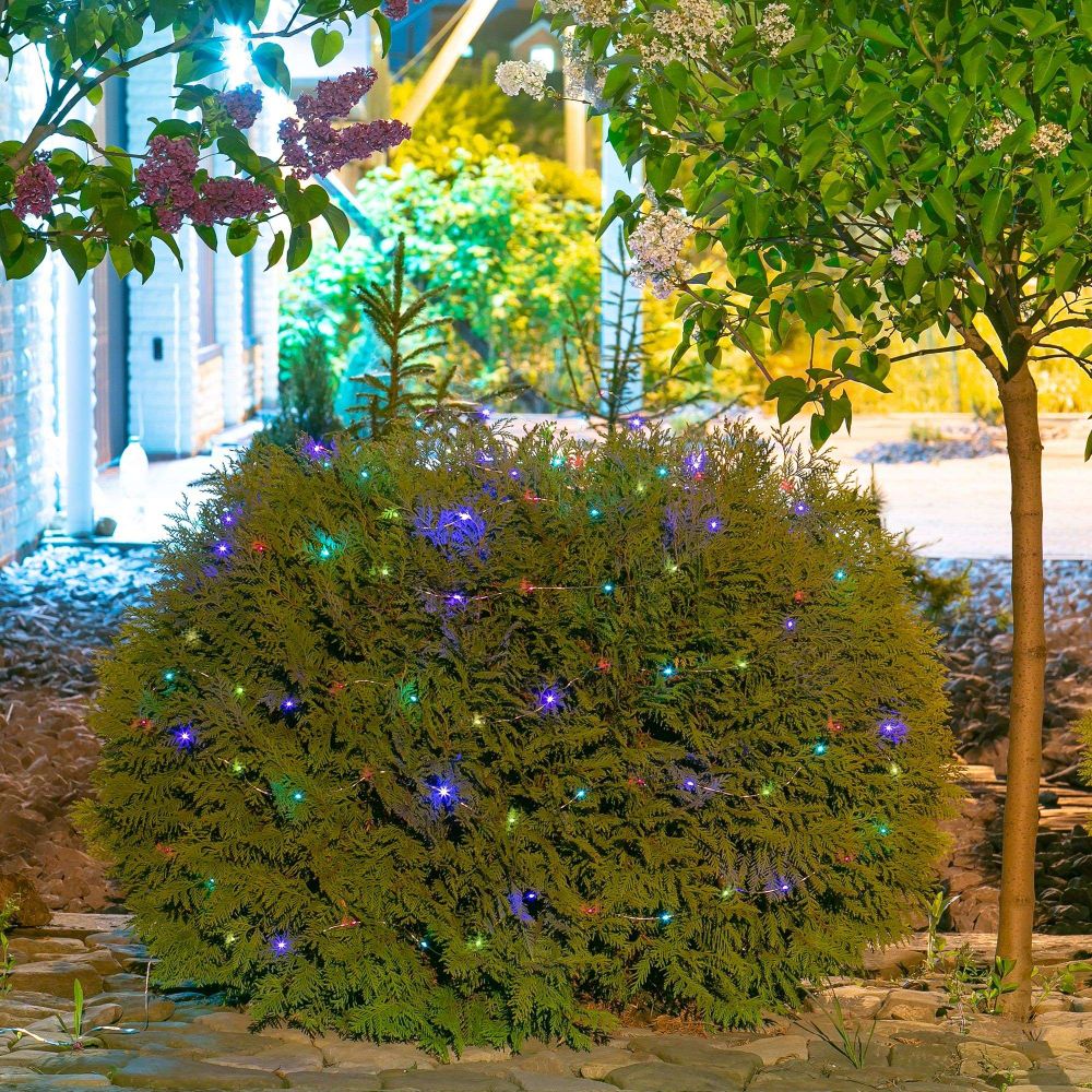 USL-S-128-PT9900 DEW Садовая гирлянда на солнечной батарее Роса. 100 светодиодов. Разноцветный свет. 1xАА Ni-Mh аккумулятор в-к. IP44. TM Uniel.