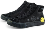 Smiley x Kappa embroidered casual canvas shoes high-top black men's and women's same style