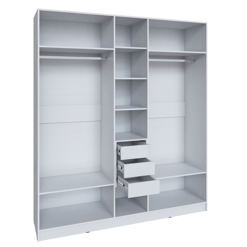 Шкаф Мадрид (2,0)  с 3 ящ. внутри с зеркалом белый/ателье светлое