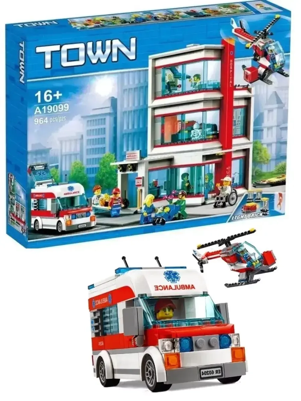 Конструктор Сити Городская больница 964 детали 19099