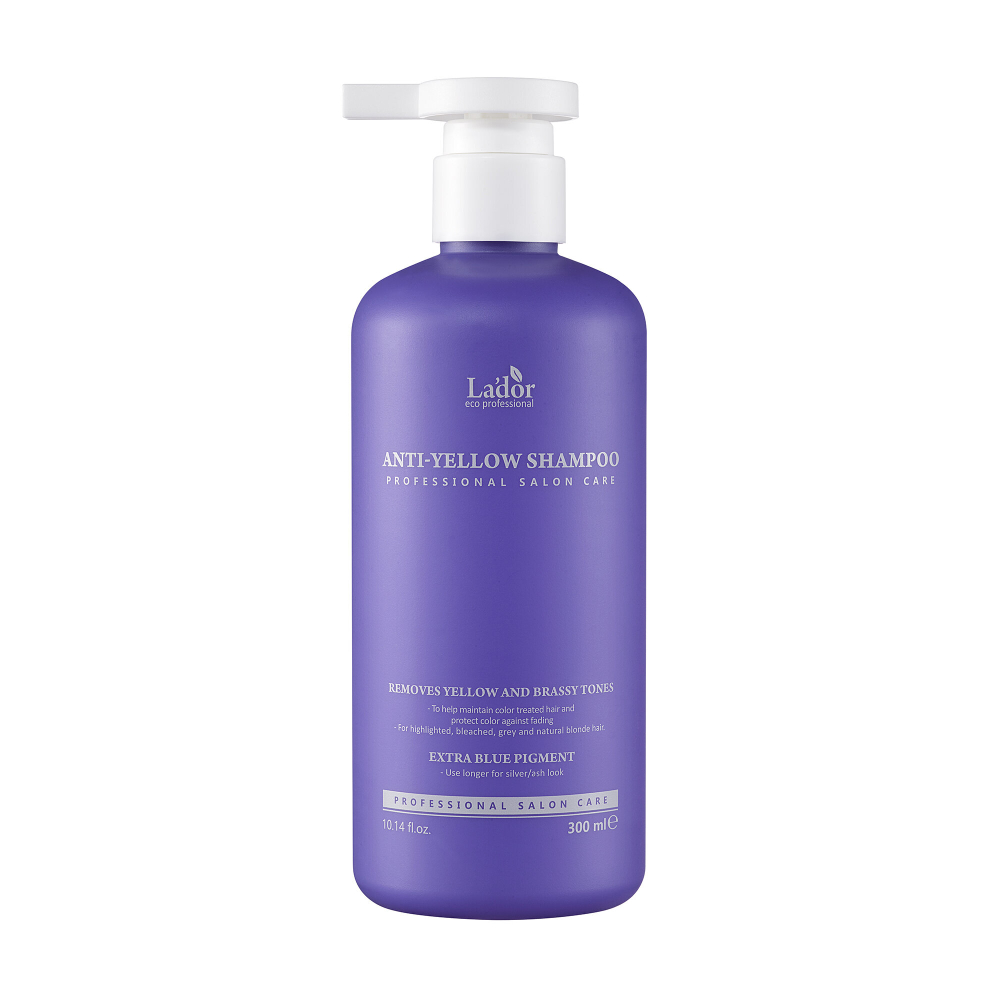 Оттеночный шампунь для устранения желтизны на светлых волосах La'dor Anti Yellow Shampoo, 300мл с дозатором