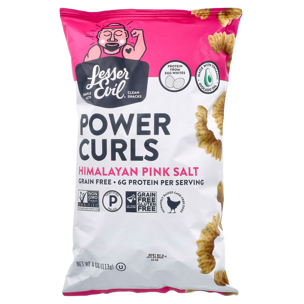 LesserEvil, Power Curls, розовая гималайская соль, 113 г (4 унции)