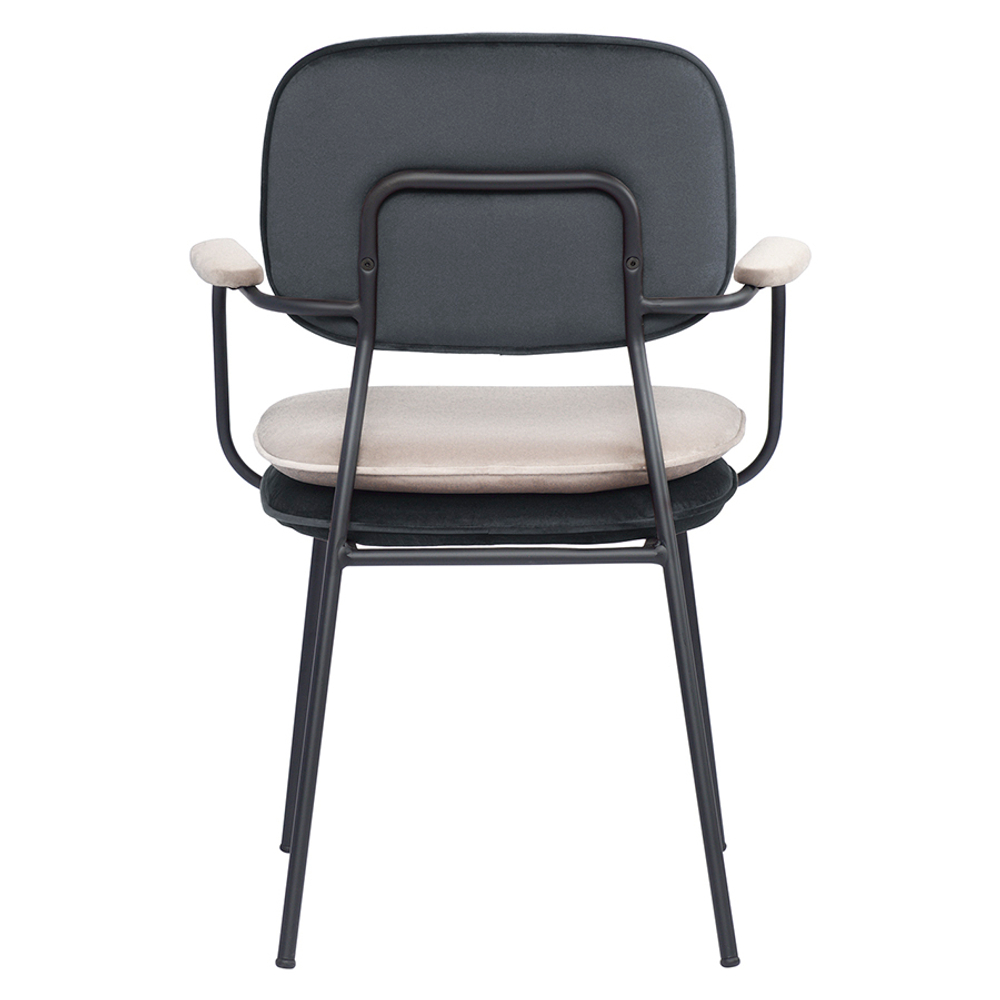 Стул с подлокотниками pea, велюр, темно-серый/бежевый