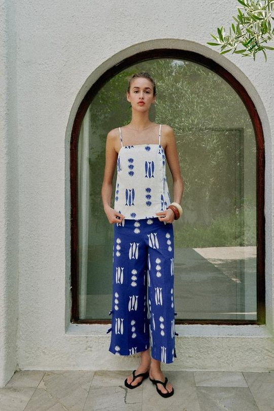 ZARA ТОП С ПРИНТОМ И ПУГОВИЦАМИ, РАЗНОЦВЕТНЫЙ
