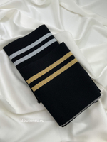 Подвяз трикотажный черный с золотыми полосками 0.9м, ширина 14-15 см