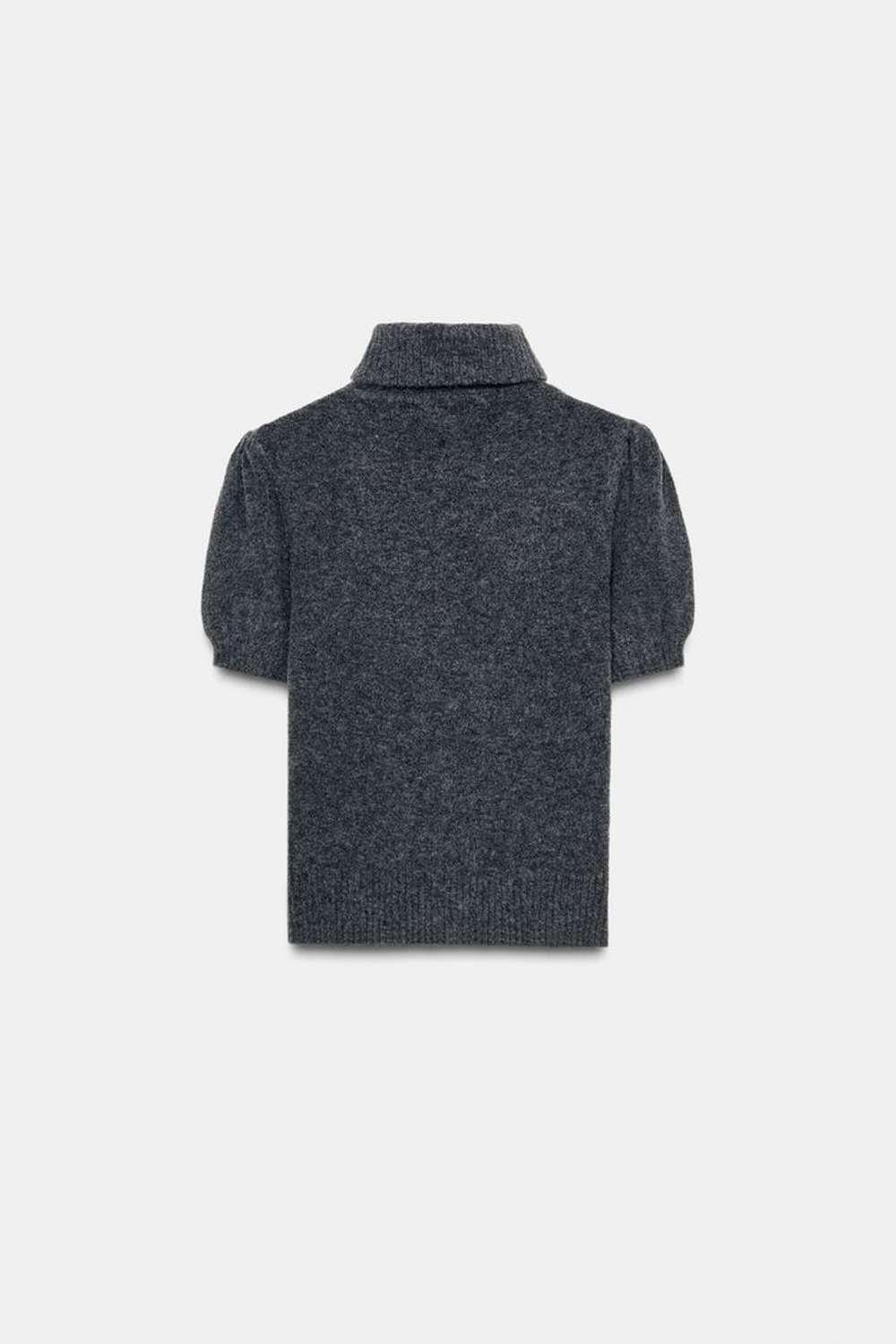 ZARA ДЖЕМПЕР С КОРОТКИМИ ОБЪЕМНЫМИ РУКАВАМИ, СЕРЫЙ