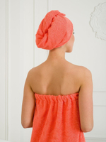 Парео-набор махровый банный коралловый