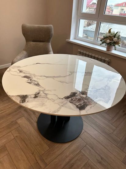 Стол круглый Verona 120 см керамика белый мрамор