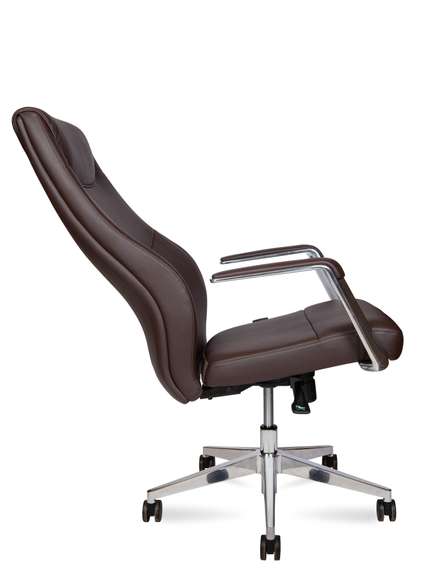 Кресло офисное Норден / Гарвард / Harvard  / алюминиевая  база  /  коричневая экокожа