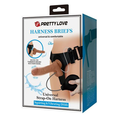 Женский страпон с вибрацией и эффектом эякуляции Oher (Цвет: телесный)