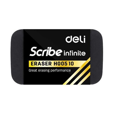 Ластик Deli Scribe Infinite, 20x10x40мм, черный, прямоугольный, инд упаковка