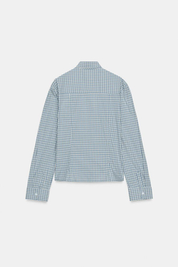 ZARA ПРИТАЛЕННАЯ РУБАШКА В КЛЕТКУ, СИНИЙ/БЕЛЫЙ