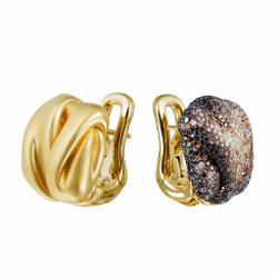 Серьги с Белыми, Черными и Шампань Бриллиантами, E0132-1/2