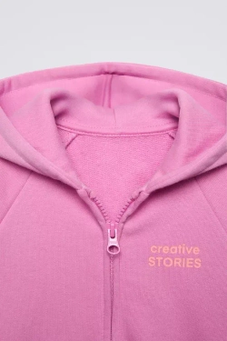 ZARA ХУДИ С НАДПИСЬЮ, ТЕМНО-РОЗОВЫЙ