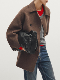 Massimo Dutti Сумка через плечо из кожи наппа, черный