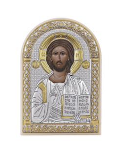 Спаситель, икона арочная, пластик белый 48x68