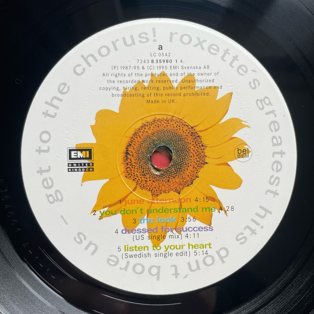 Винтажная виниловая пластинка LP Roxette, Don't Bore Us, Get To The Chorus (Roxette's Greatest Hits) (Англия 1995)