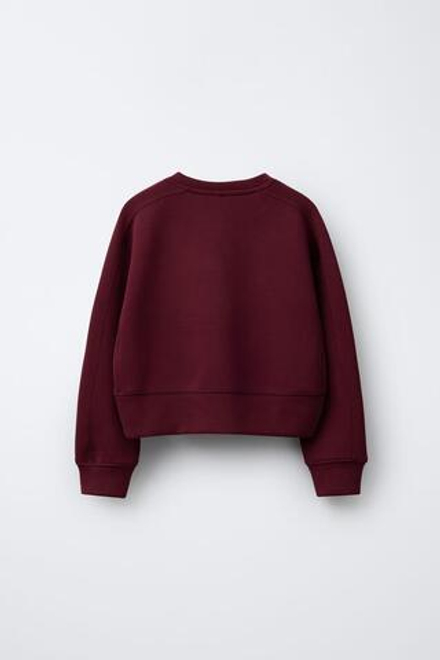 ZARA ТОЛСТОВКА С РЕЛЬЕФНОЙ НАДПИСЬЮ, БУРГУНДИ