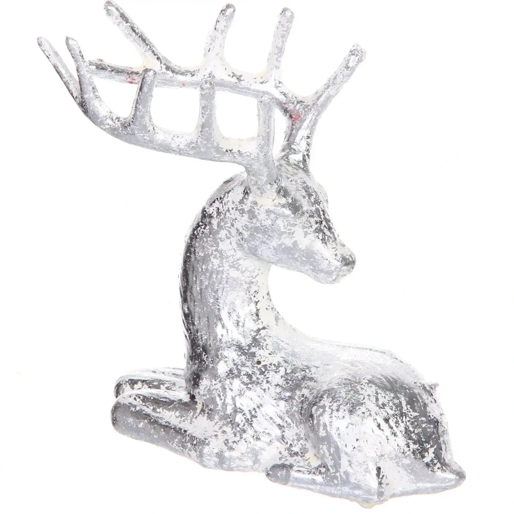 Фигурка новогодняя «Милый олень» 8.5*3.5*10 см, Серебро/белый