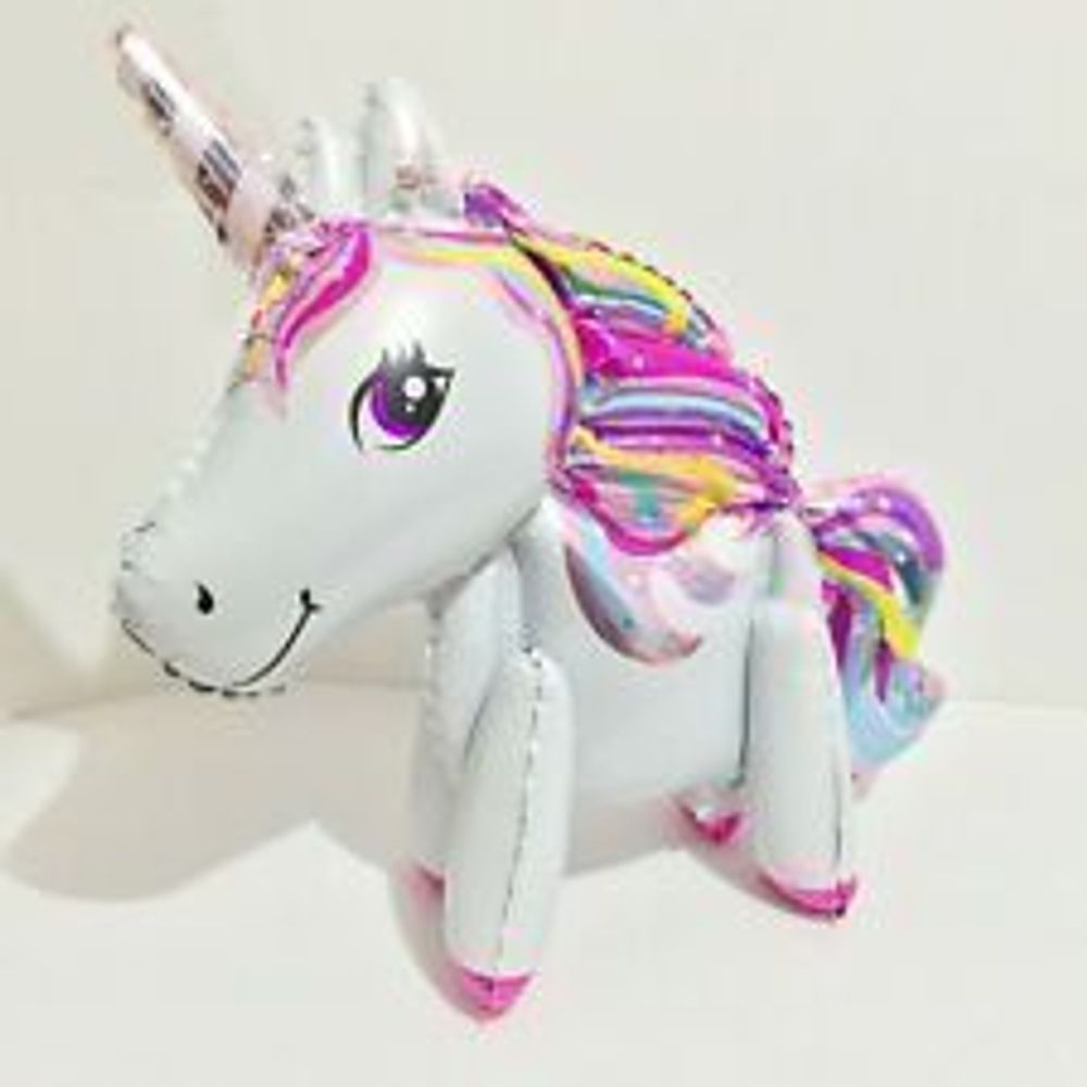 Шар 3D (23"/58 см) Фигура, Единорог, Звездная радуга, Белый, 1 шт. в упак.