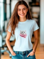 Футболка больших размеров с принтом кот