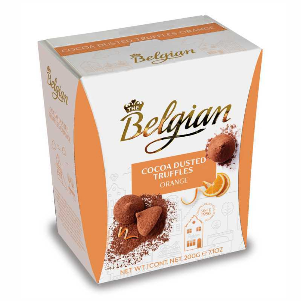 Шоколад Бельгиан Апельсиновые трюфели присыпанные какао / The Belgian Cocoa Dusted Truffles With Orange Pieces 200г