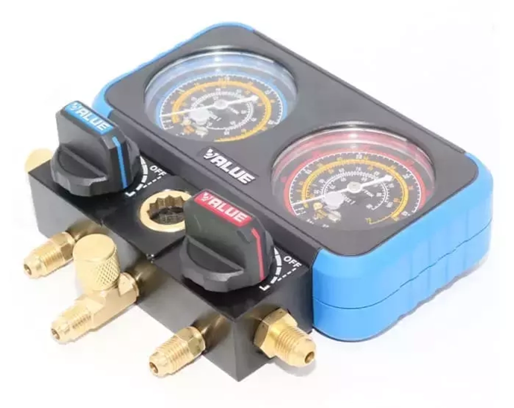 Манометрический коллектор Value VRM2-B-0501(R22/ 134/ 404/ 407; 2-х вентильный; 3 шланга 150см; упак. кейс)