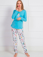 Трикотажный комплект с принтованными серыми брючками (Размер: M) (Цвет: голубой)