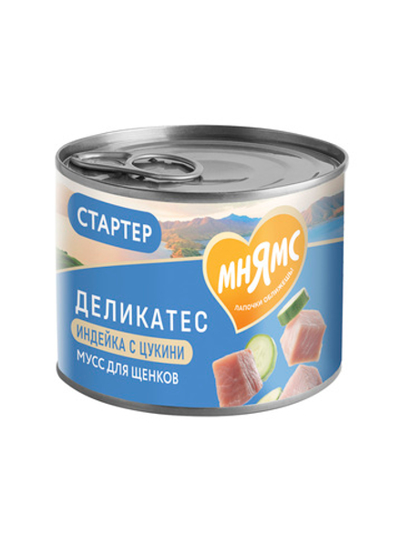 Влажный корм Мнямс Деликатес СТАРТЕР Паштет из индейки с цукини для щенков до 4 месяцев "Мусс по-французски" 200 г