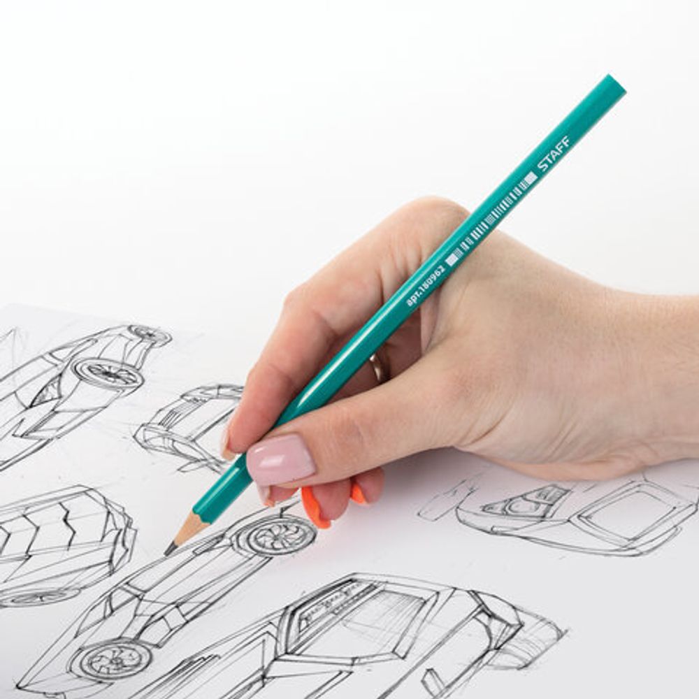 Карандаш чернографитный STAFF "EVERYDAY", 1 шт., НВ, без резинки, пластиковый, корпус зеленый, заточенный, 180962