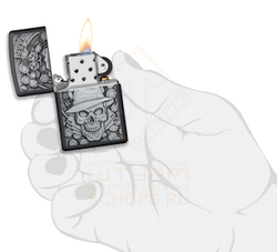 Зажигалка Zippo 49183 Gambling Skull, Black Matte