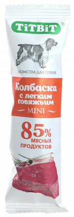 TitBit лакомство для собак Колбаска с легким говяжьим мини 20 гр.