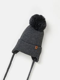 Шапка из смесовой шерсти "Графит" на завязках