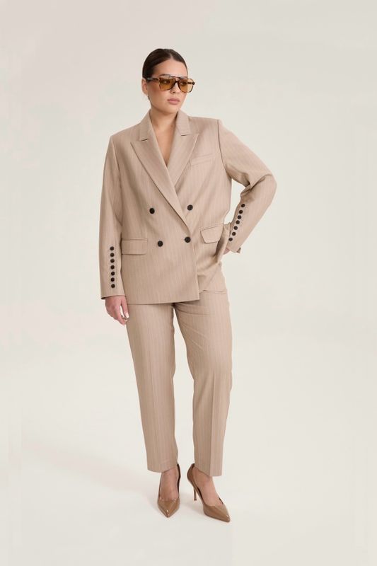 Брюки классические в полоску, мокко