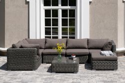 "Лунго" трансформирующаяся лаунж-зона из искусственного ротанга, цвет графит