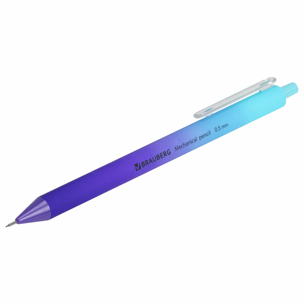Карандаш механический 0,5 мм, BRAUBERG SOFT «Grade», HB, корпус soft-touch ассорти, 24 штуки.