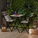 Мебель садовая комплект, Тэрно, складной стол и 2 складных стула, массив березы, с нержавеющим стальным каркасом, для улицы дачи кафе, белый, IKEA