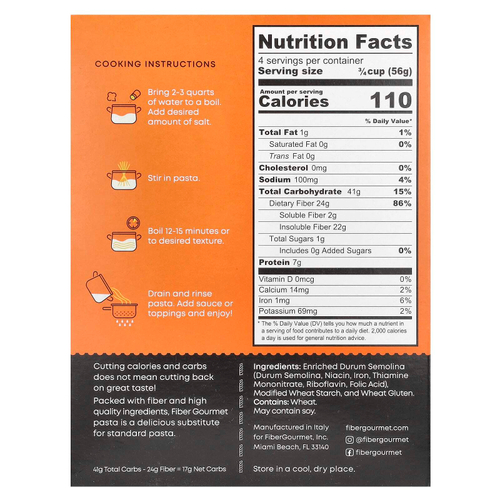 Fiber Gourmet, Легкий ротини, 227 г (8 унций)