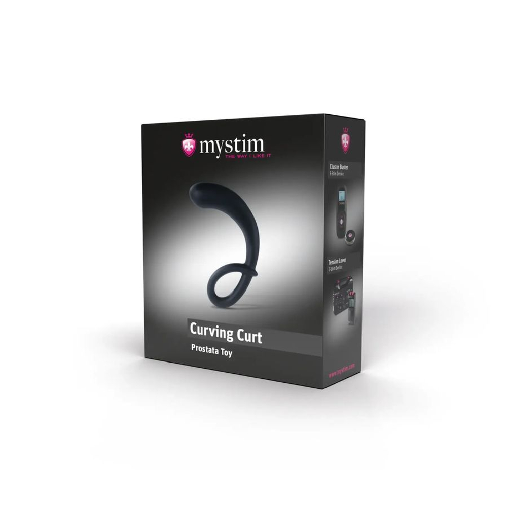 Черный массажер простаты Curving Curt - 13 см.