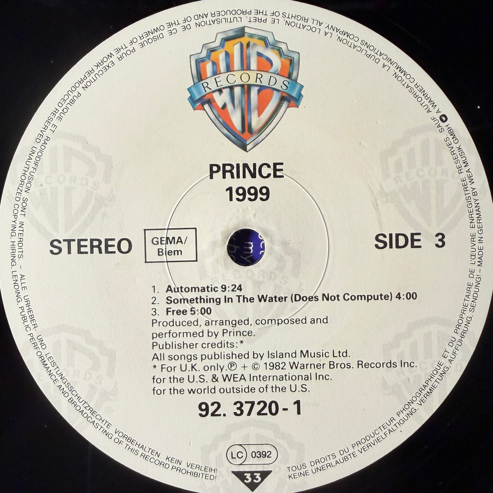 Prince ‎– 1999 2LP (Германия 1984г.) Т